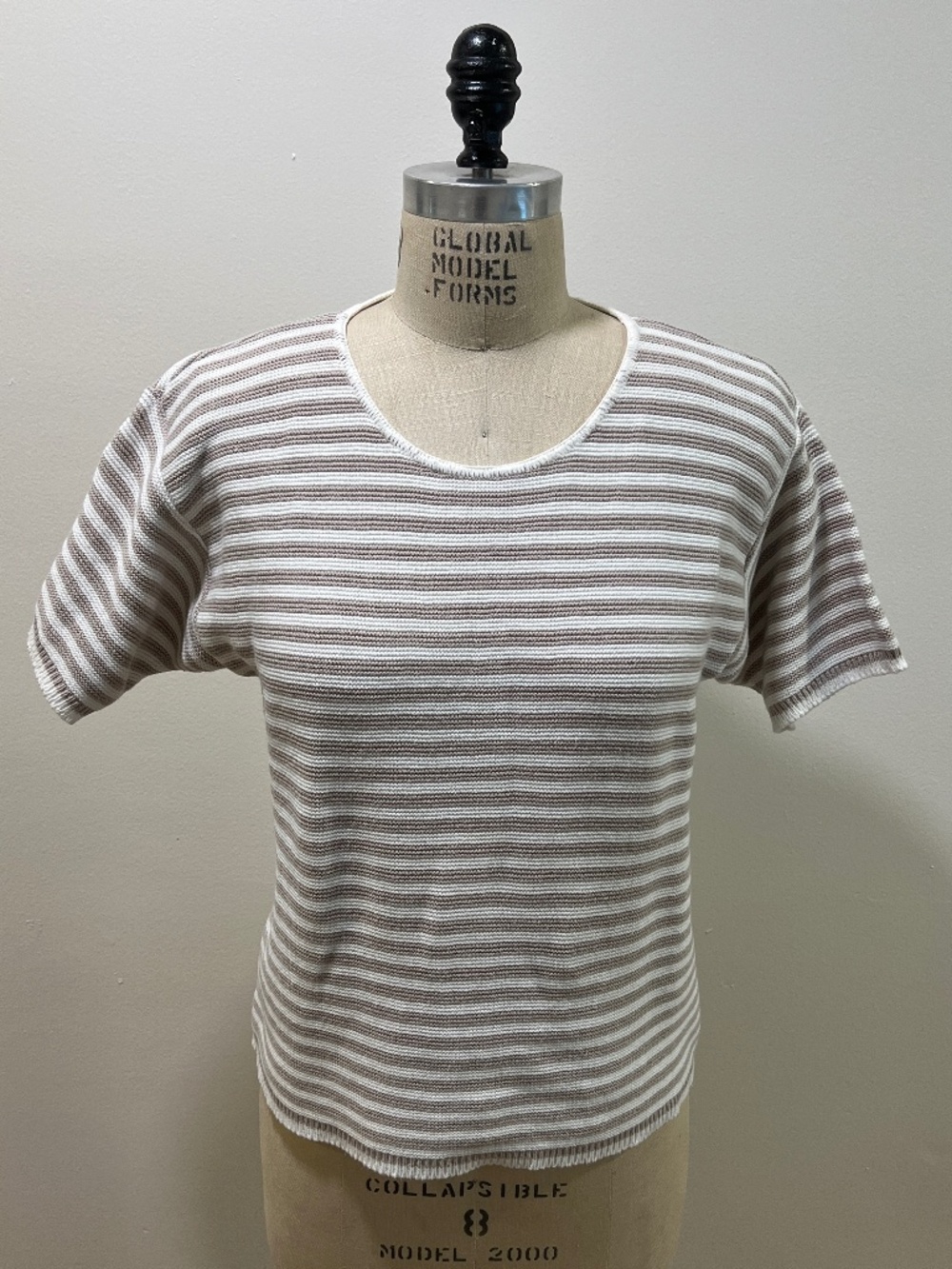 VTG 1990s Women's Size S Cotton Striped Knit Crewneck Sweater Tee, Made in USA